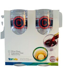 Tervis Set of 4 Cleveland Indians Wine Glass 9oz Clear Baseball Tribe Fan Gift